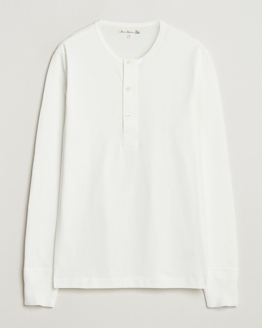Homme | T-shirts | Merz b. Schwanen | Classic Fit Sturdy Organic Cotton Henley White