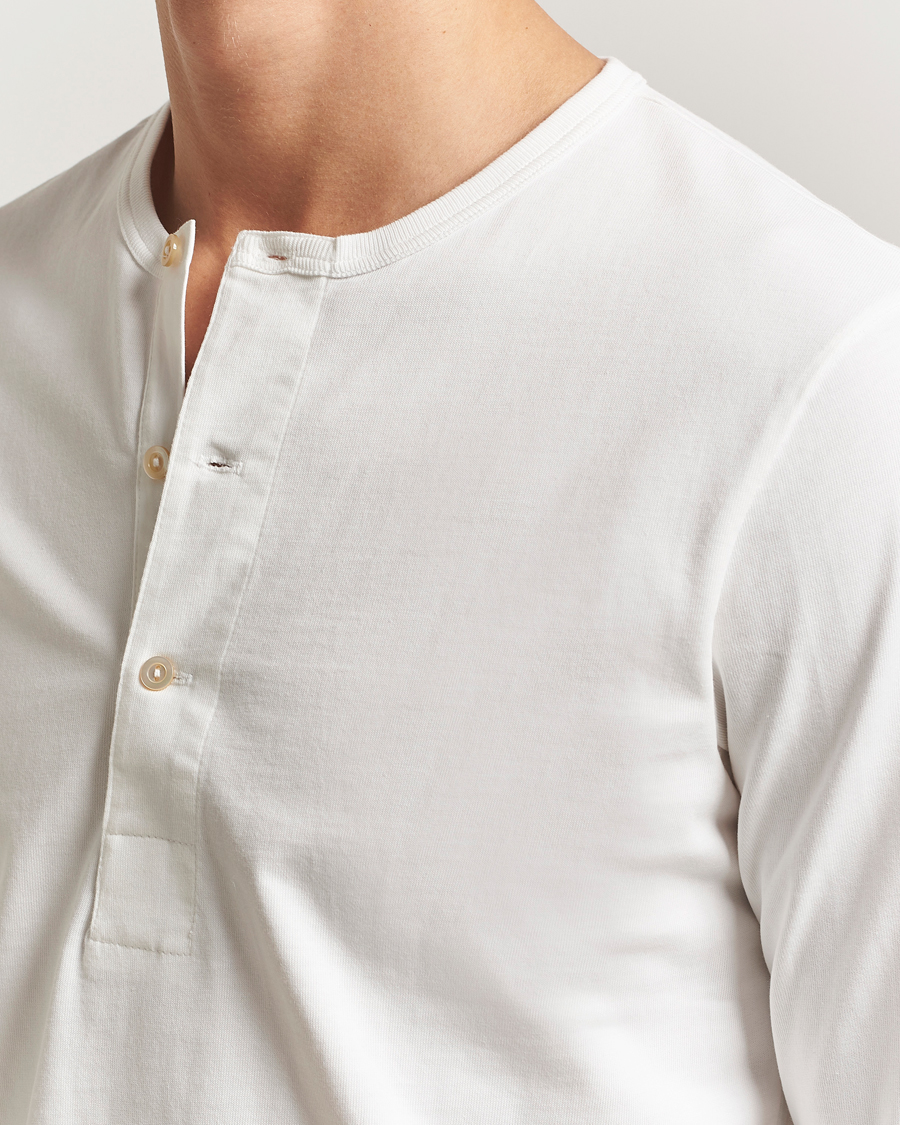 Homme | T-shirts | Merz b. Schwanen | Classic Fit Sturdy Organic Cotton Henley White