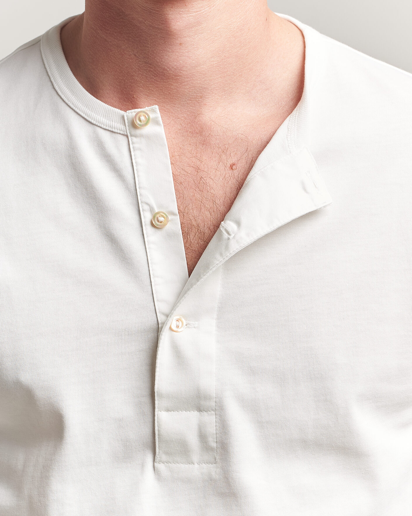 Homme | Pulls Et Tricots | Merz b. Schwanen | Classic Fit Sturdy Organic Cotton Henley White