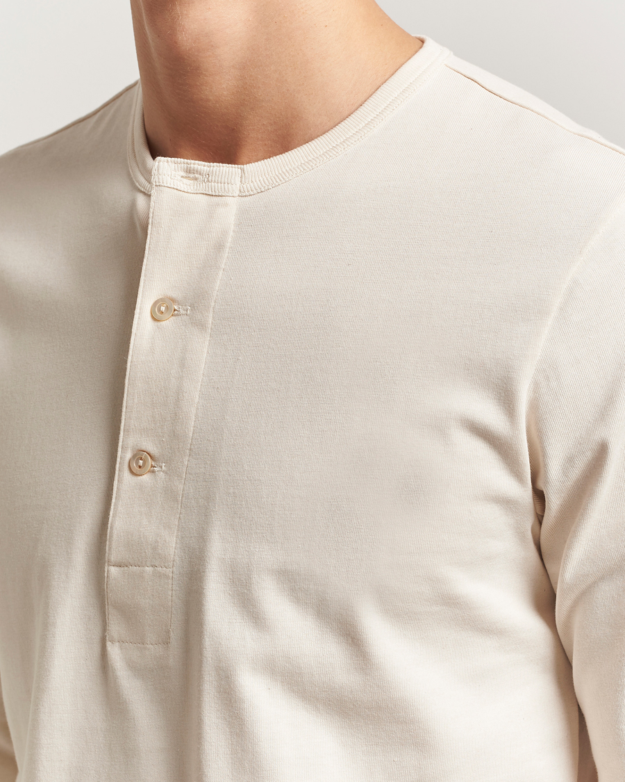 Homme | Pulls Et Tricots | Merz b. Schwanen | Classic Fit Sturdy Organic Cotton Henley Nature