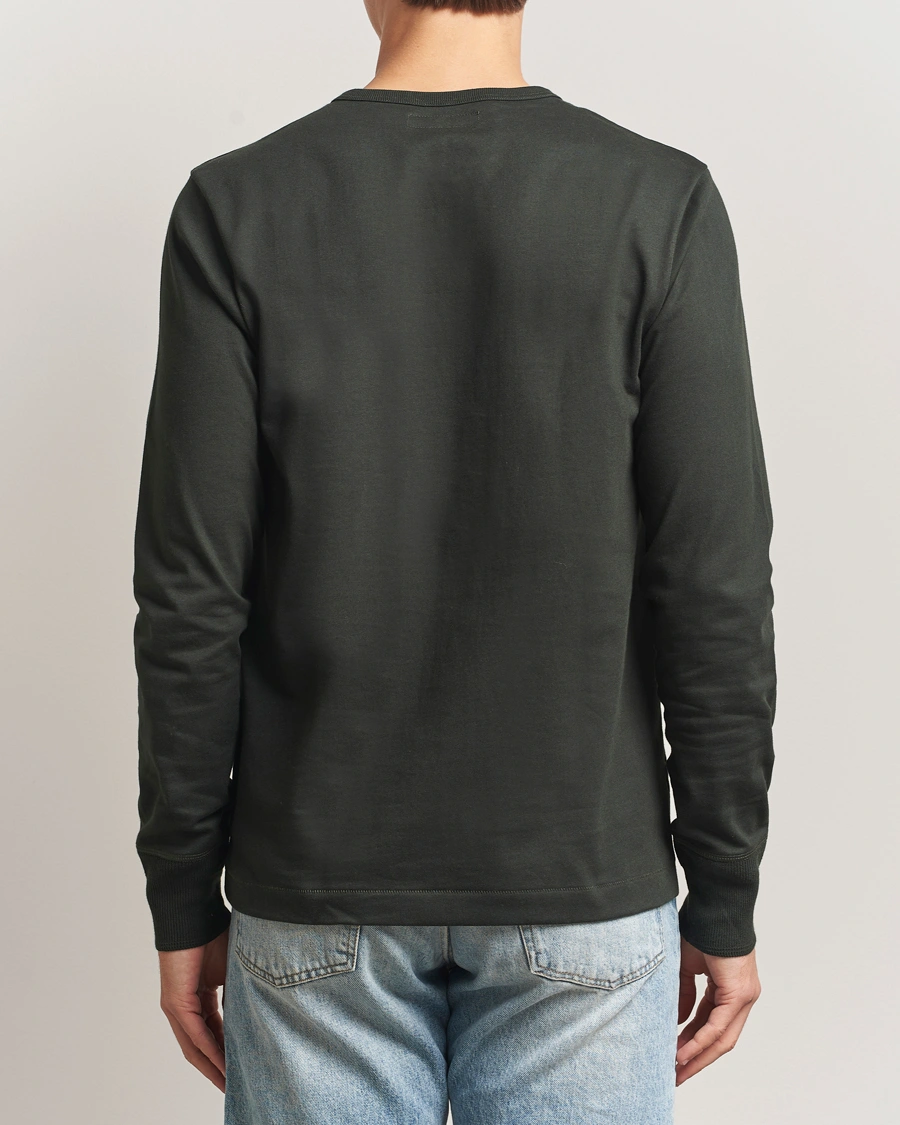 Homme | Pulls Et Tricots | Merz b. Schwanen | Classic Fit Sturdy Organic Cotton Henley Forest Green