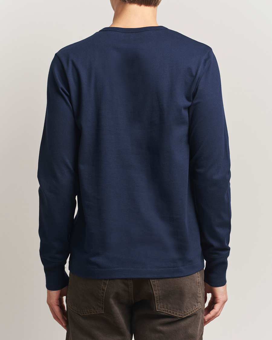 Homme | Pulls Et Tricots | Merz b. Schwanen | Classic Fit Sturdy Organic Cotton Henley Ink Blue