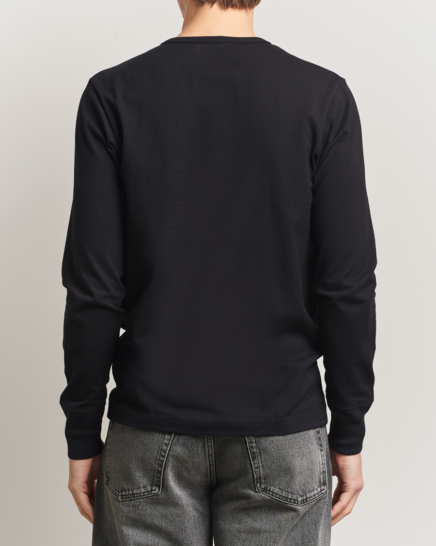 Homme | Pulls Et Tricots | Merz b. Schwanen | Classic Fit Sturdy Organic Cotton Henley Black