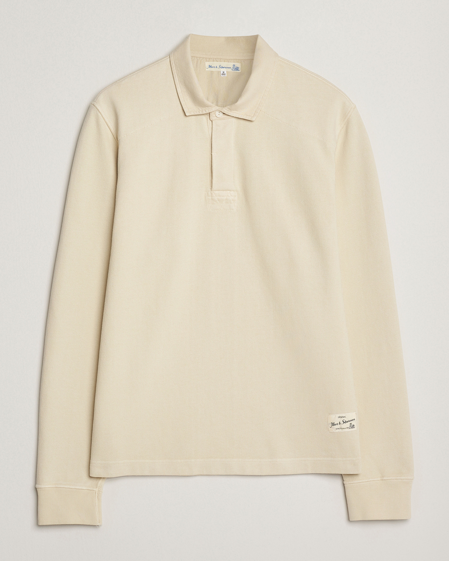 Homme | Pulls Et Tricots | Merz b. Schwanen | Relaxed Fit Vintage Cotton Rugby Shirt Nature