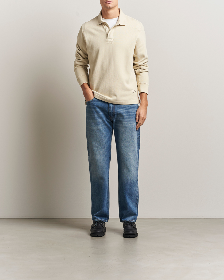 Homme | Pulls Et Tricots | Merz b. Schwanen | Relaxed Fit Vintage Cotton Rugby Shirt Nature