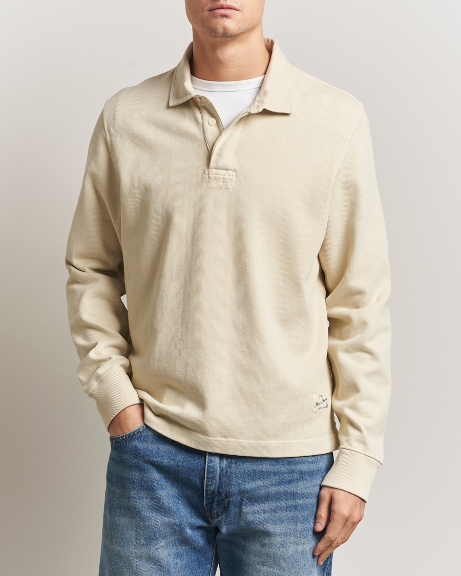 Homme | Pulls Et Tricots | Merz b. Schwanen | Relaxed Fit Vintage Cotton Rugby Shirt Nature