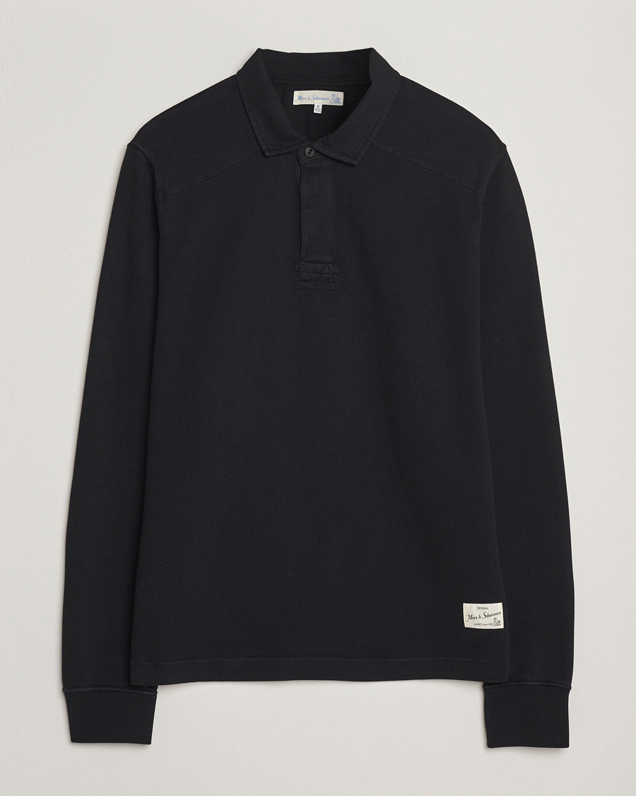 Homme | Pulls Et Tricots | Merz b. Schwanen | Relaxed Fit Vintage Cotton Rugby Shirt Black
