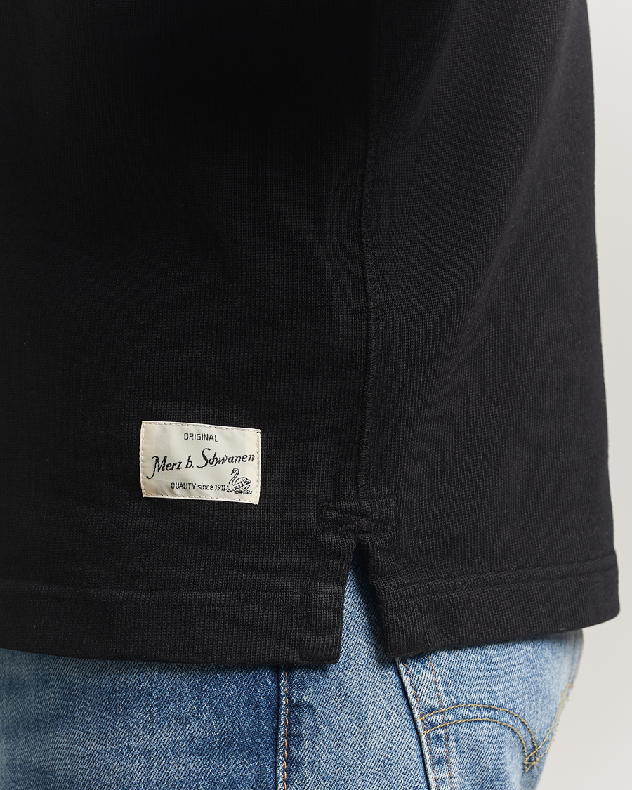 Homme | Pulls Et Tricots | Merz b. Schwanen | Relaxed Fit Vintage Cotton Rugby Shirt Black
