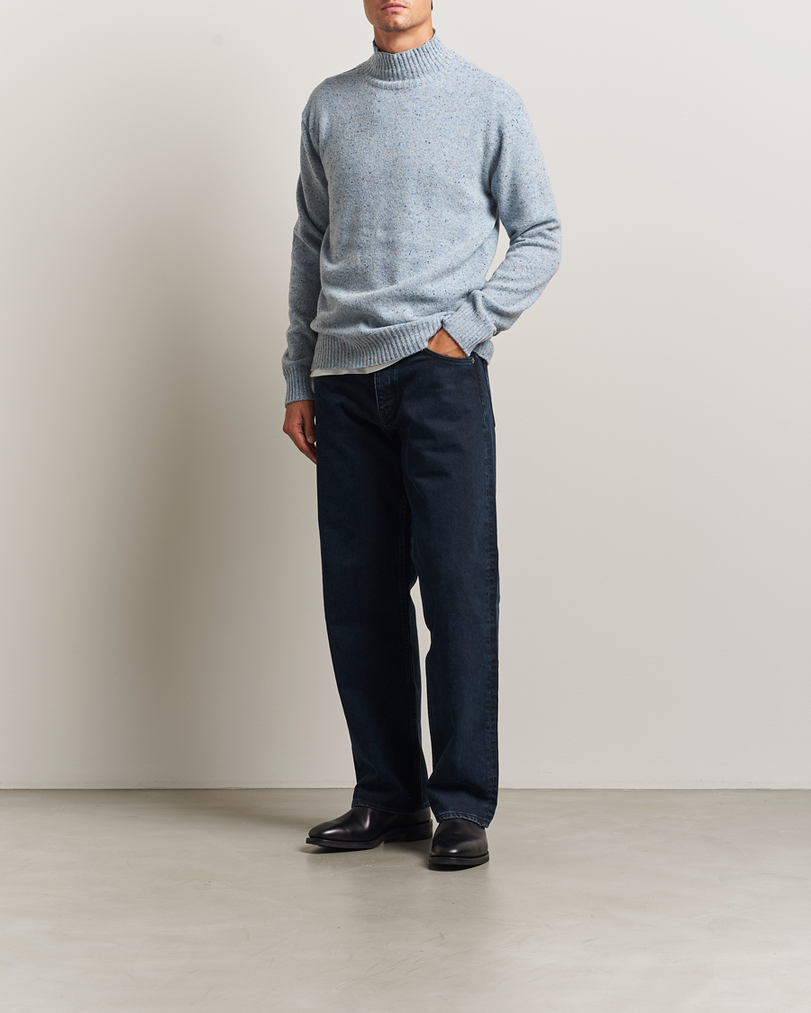 Homme | Pulls Et Tricots | NN07 | Aksel Wool Donegal Knitted Mock Neck Cerulian Blue