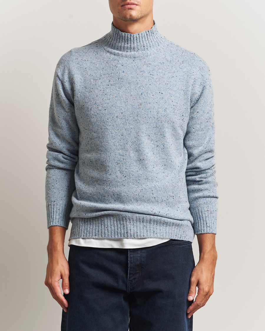 Homme | Pulls Et Tricots | NN07 | Aksel Wool Donegal Knitted Mock Neck Cerulian Blue