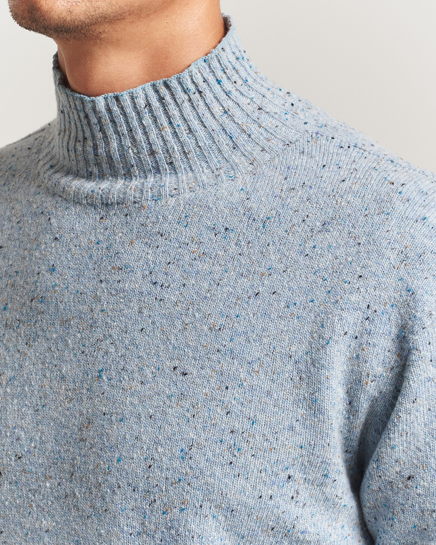 Homme | Pulls Et Tricots | NN07 | Aksel Wool Donegal Knitted Mock Neck Cerulian Blue