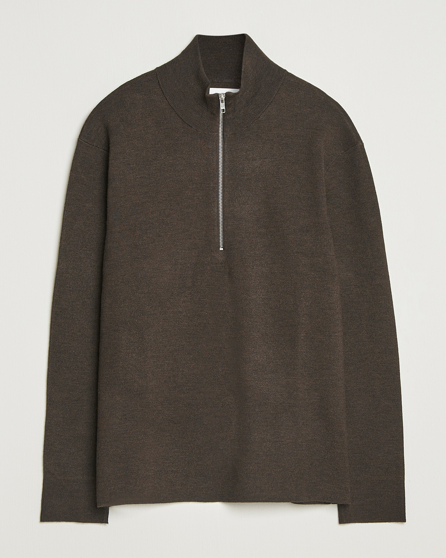 Homme | Pulls Et Tricots | NN07 | Harald Cotton/Modal Half Zip Demitasse Brown