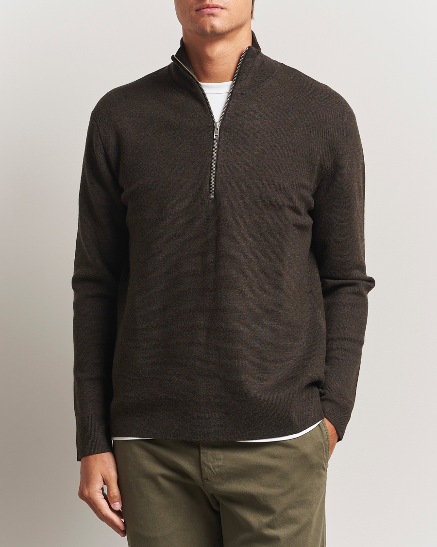 Homme | Pulls Et Tricots | NN07 | Harald Cotton/Modal Half Zip Demitasse Brown
