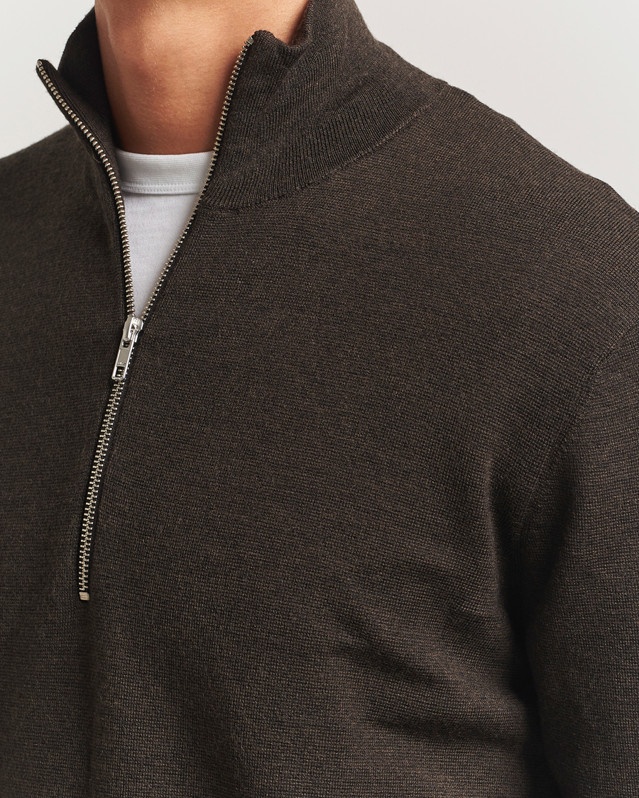 Homme | Pulls Et Tricots | NN07 | Harald Cotton/Modal Half Zip Demitasse Brown