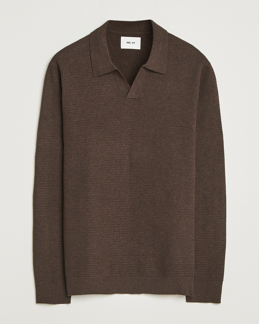 Homme | Pulls Et Tricots | NN07 | Paul Cotton Knitted Polo Demitasse Brown