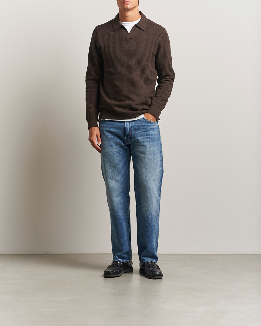 Homme | Pulls Et Tricots | NN07 | Paul Cotton Knitted Polo Demitasse Brown