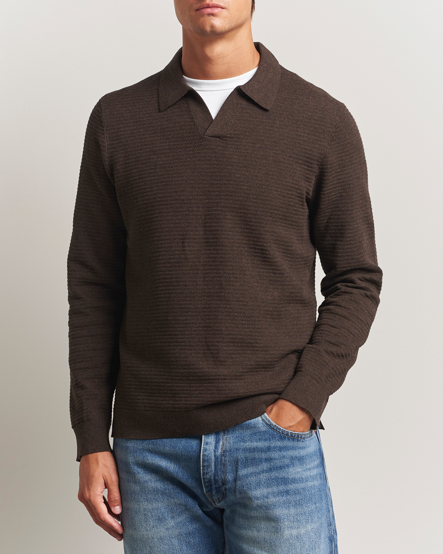 Homme | Pulls Et Tricots | NN07 | Paul Cotton Knitted Polo Demitasse Brown