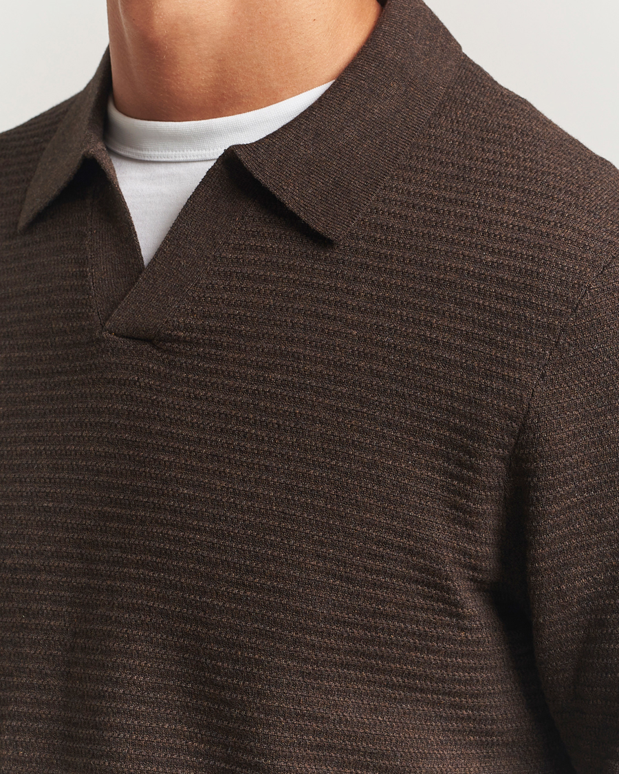 Homme | Pulls Et Tricots | NN07 | Paul Cotton Knitted Polo Demitasse Brown