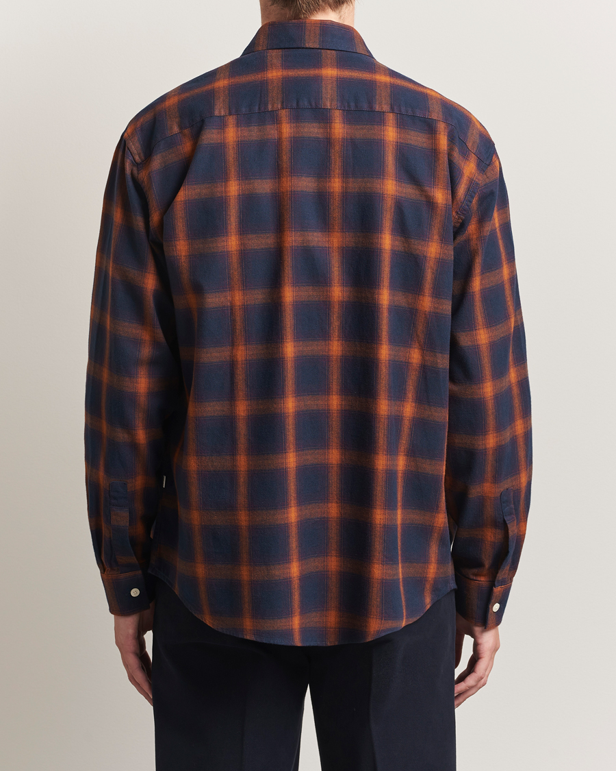 Homme | Chemises | NN07 | Deon Flannel Checked Shirt Navy/Orange