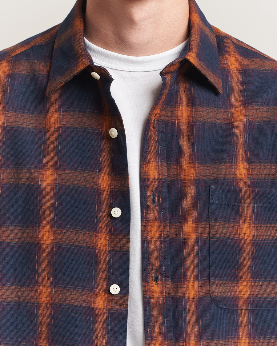 Homme | Chemises | NN07 | Deon Flannel Checked Shirt Navy/Orange