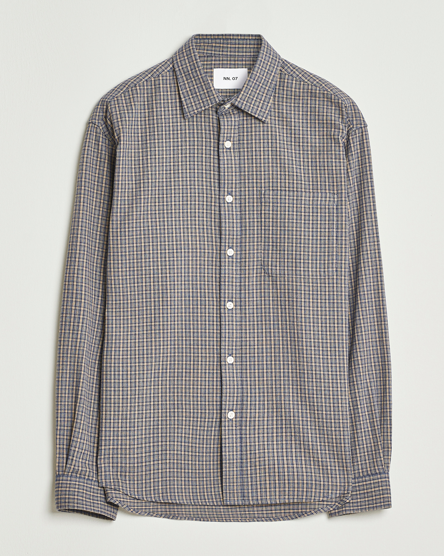 Homme | Chemises | NN07 | Deon Flannel Checked Shirt Indigo