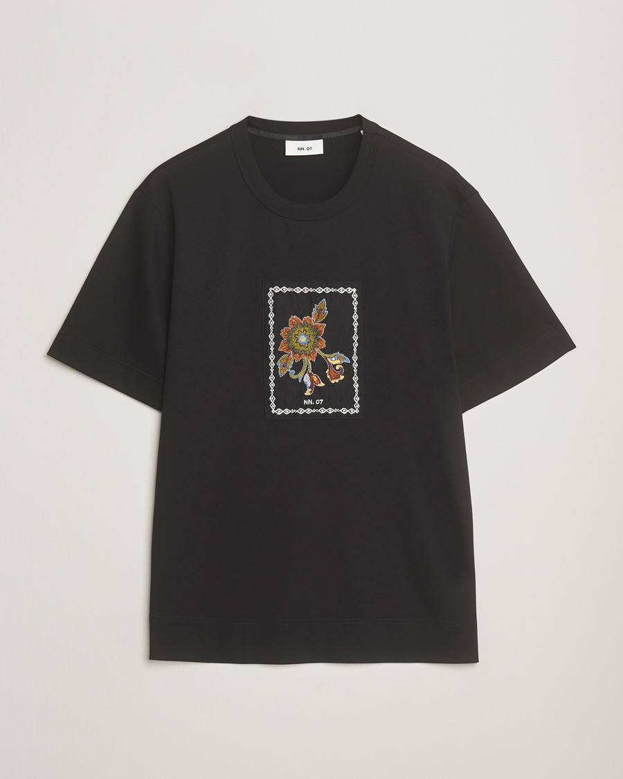 Homme | T-shirts | NN07 | Pedro Mercerized Flower T-Shirt Black