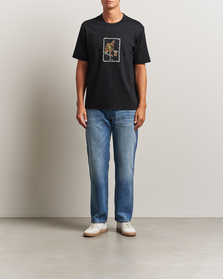 Homme | T-shirts | NN07 | Pedro Mercerized Flower T-Shirt Black
