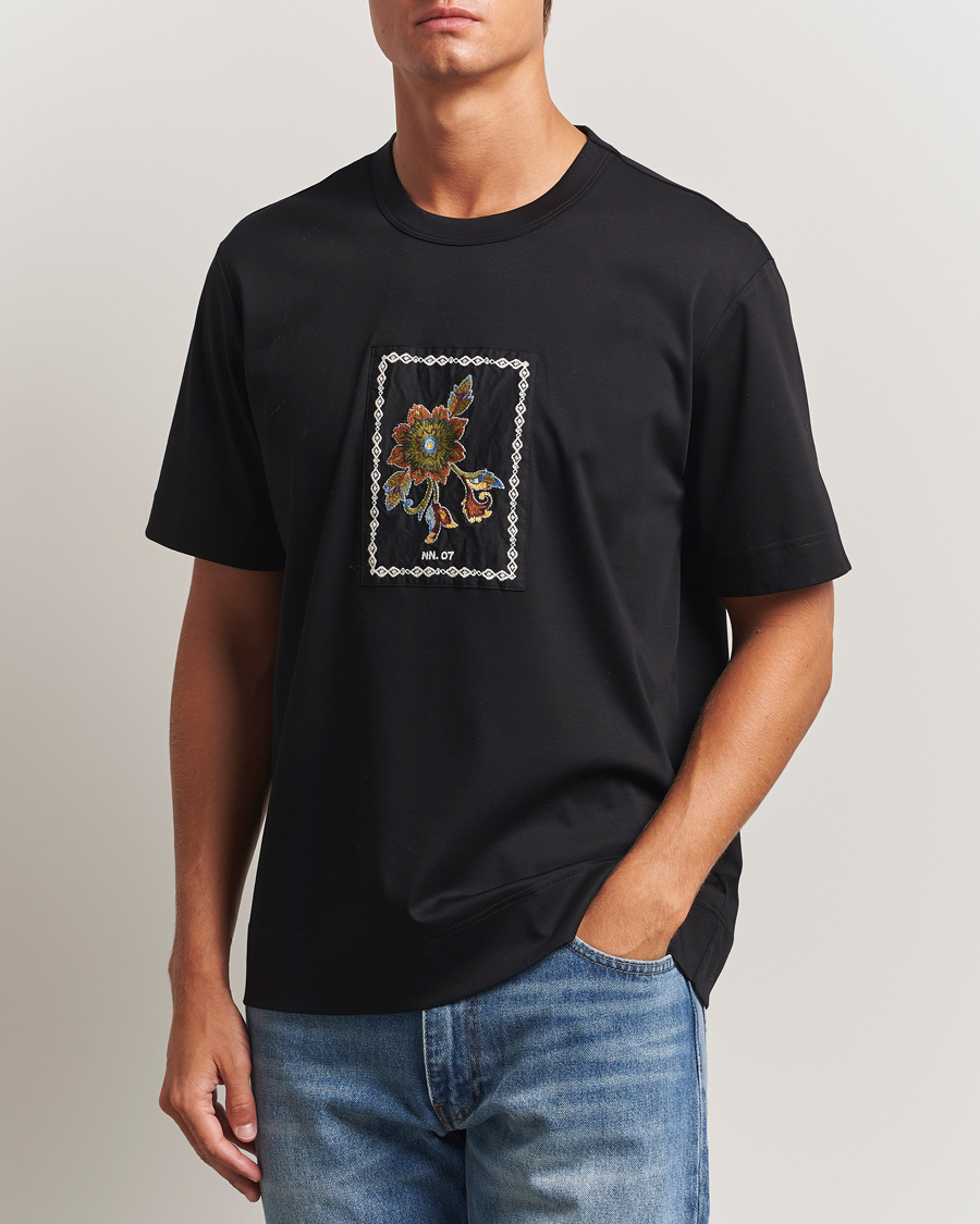 Homme | T-shirts | NN07 | Pedro Mercerized Flower T-Shirt Black