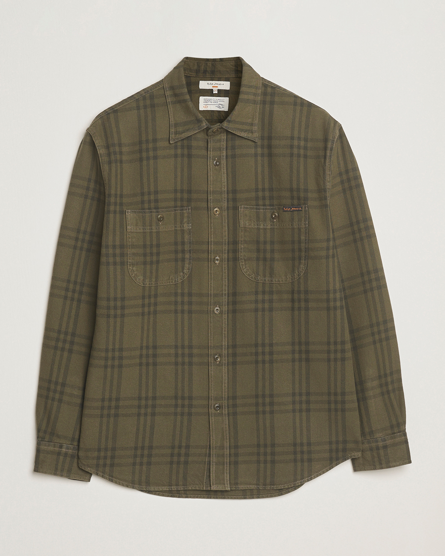 Homme | Chemises | Nudie Jeans | Julian Worker Checked Shirt Olive