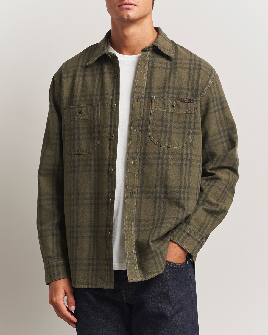 Homme | Chemises | Nudie Jeans | Julian Worker Checked Shirt Olive