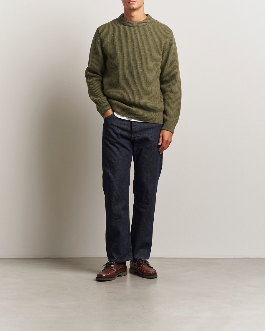 Homme | Pulls Et Tricots | Nudie Jeans | August Wool Rib Knitted Sweater Olive