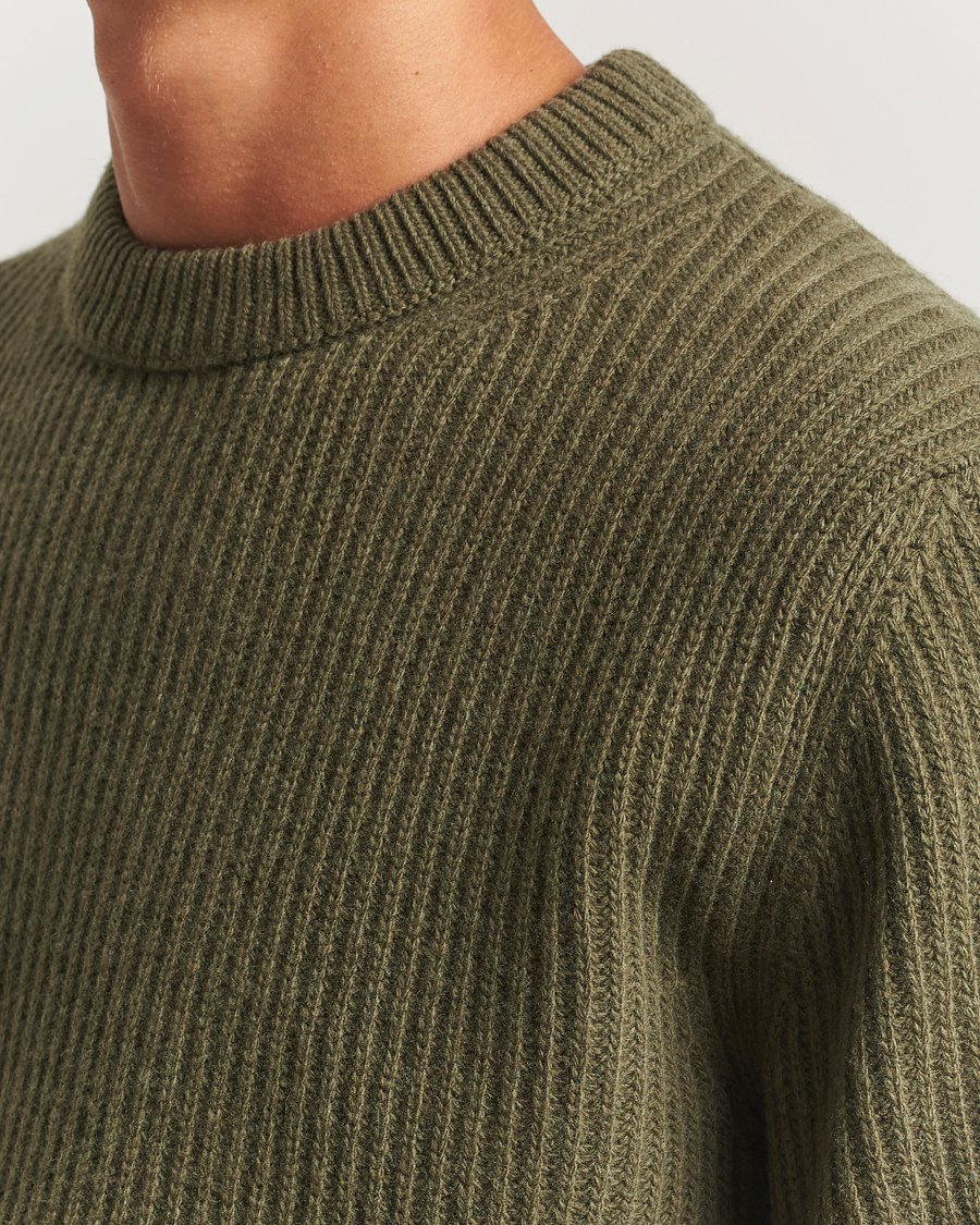 Homme | Pulls Et Tricots | Nudie Jeans | August Wool Rib Knitted Sweater Olive