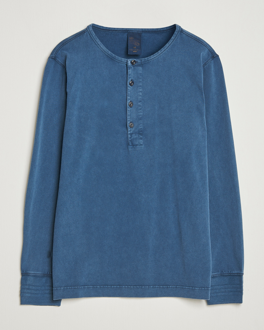 Homme | Pulls Et Tricots | Nudie Jeans | Long Sleeved Henley Washed Blue