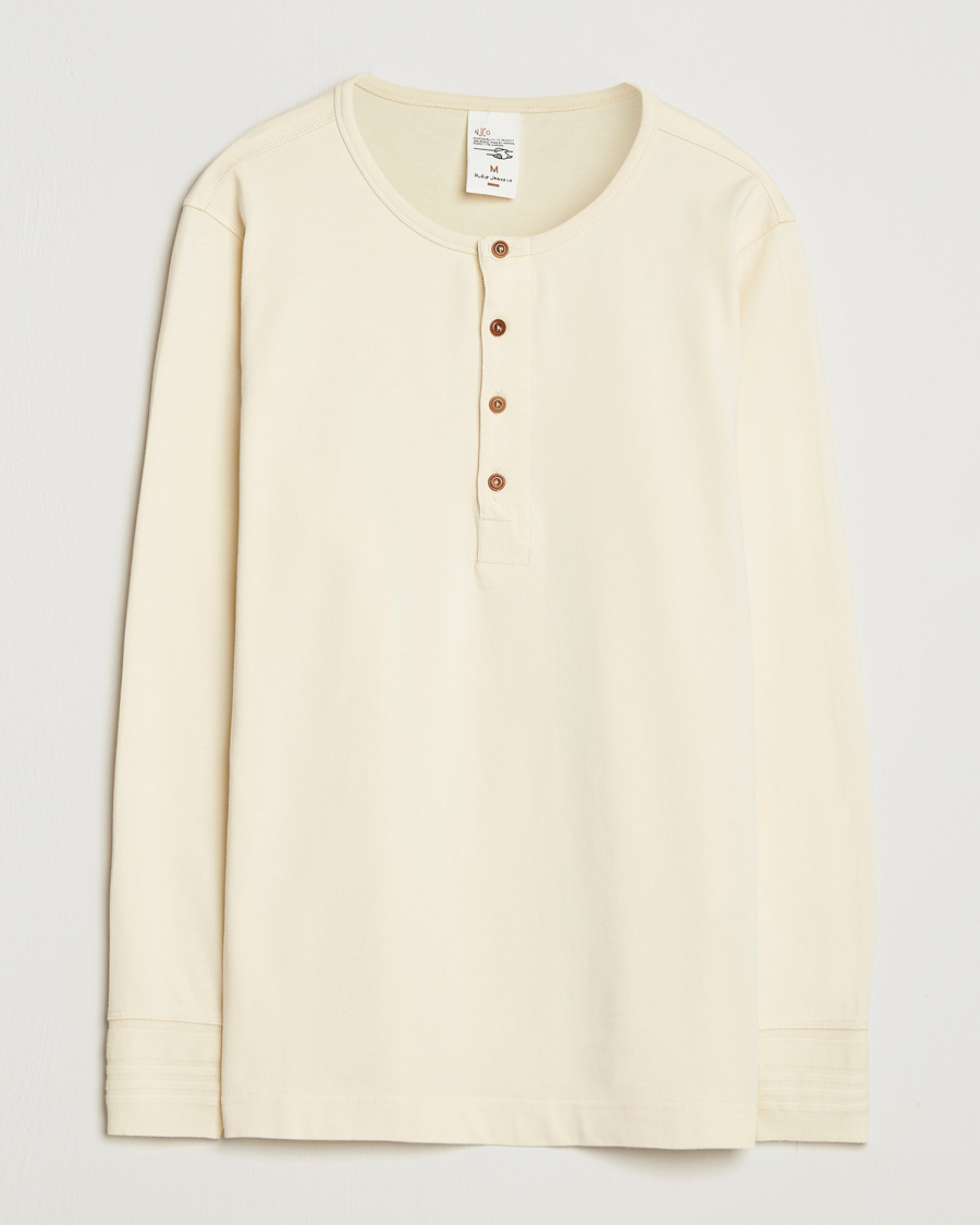 Homme | T-shirts | Nudie Jeans | Long Sleeved Henley Ecru