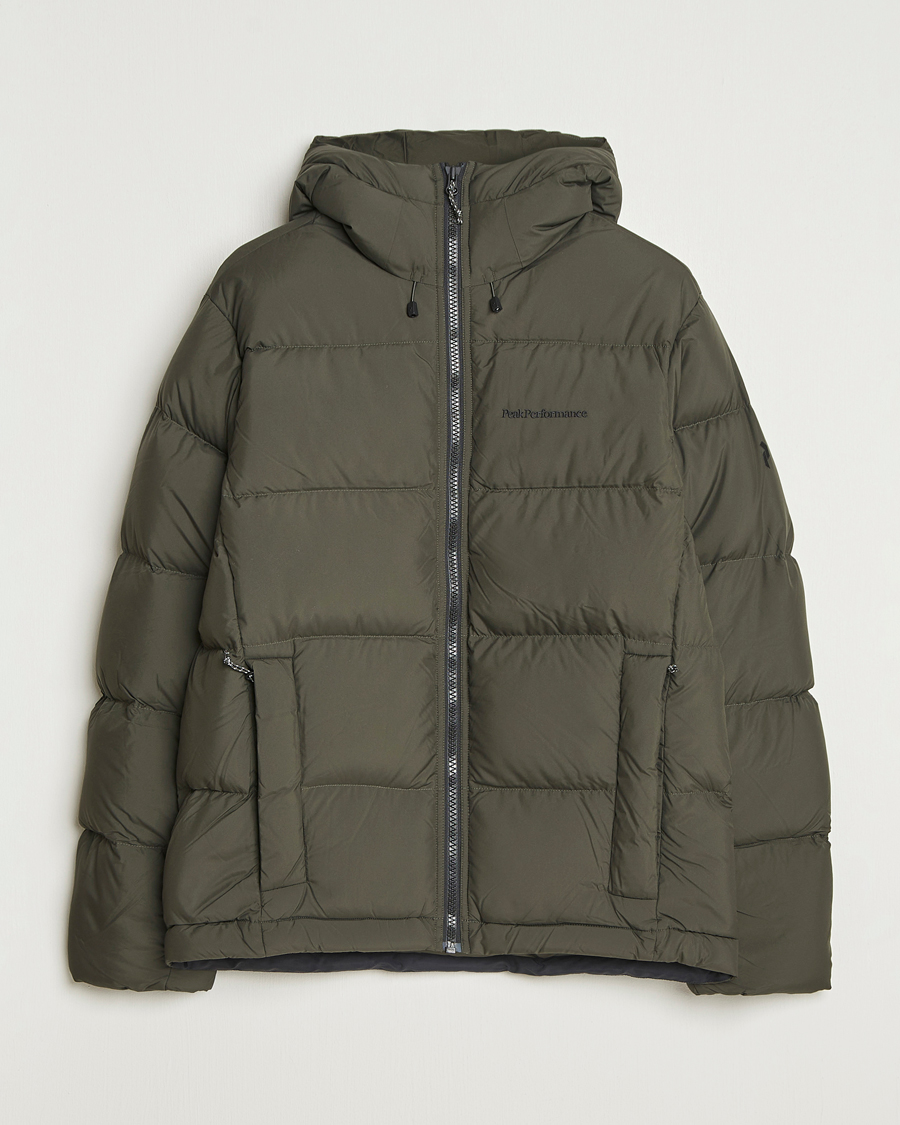 Homme | Manteaux Et Vestes | Peak Performance | Rivel Down Hooded Jacket Olive Extreme