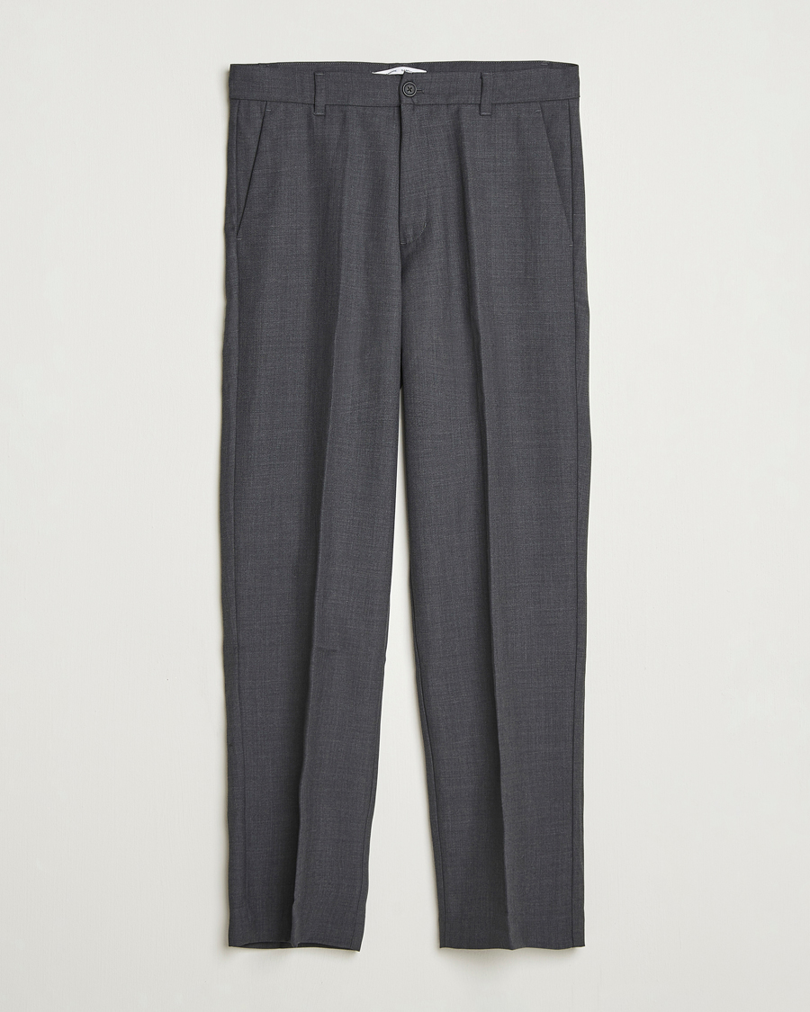 Homme | Pantalons | Samsøe Samsøe | Noah Pleated Trousers Dark Grey Melange