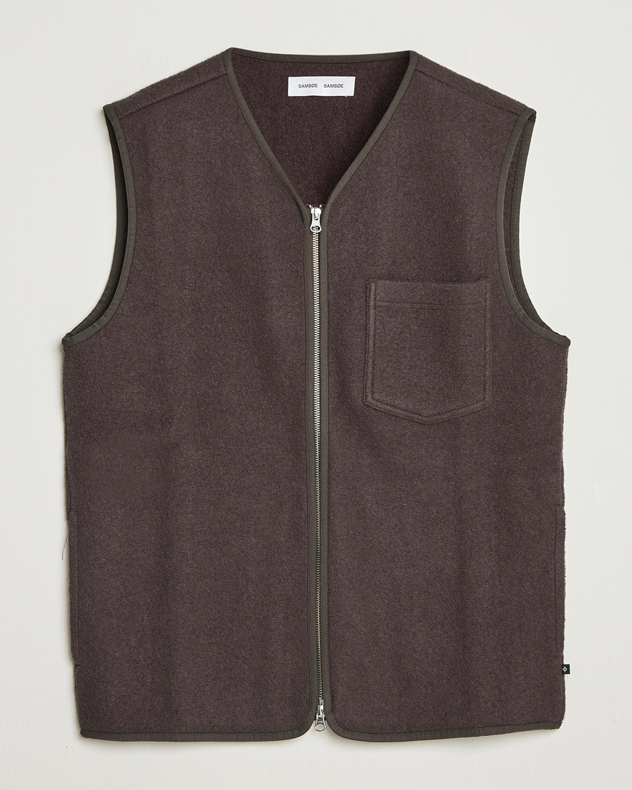Homme | Manteaux Et Vestes | Samsøe Samsøe | Hannes Boiled Wool Vest Turkish Coffee