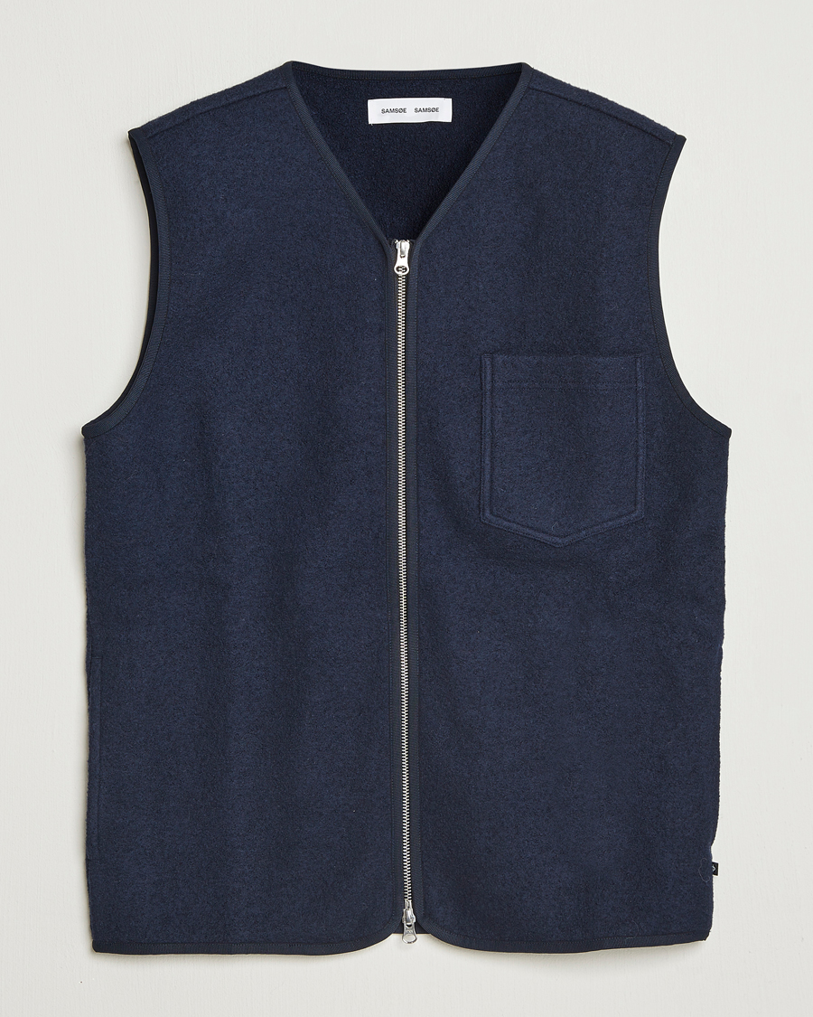 Homme | Gilets | Samsøe Samsøe | Hannes Boiled Wool Vest Salute Navy
