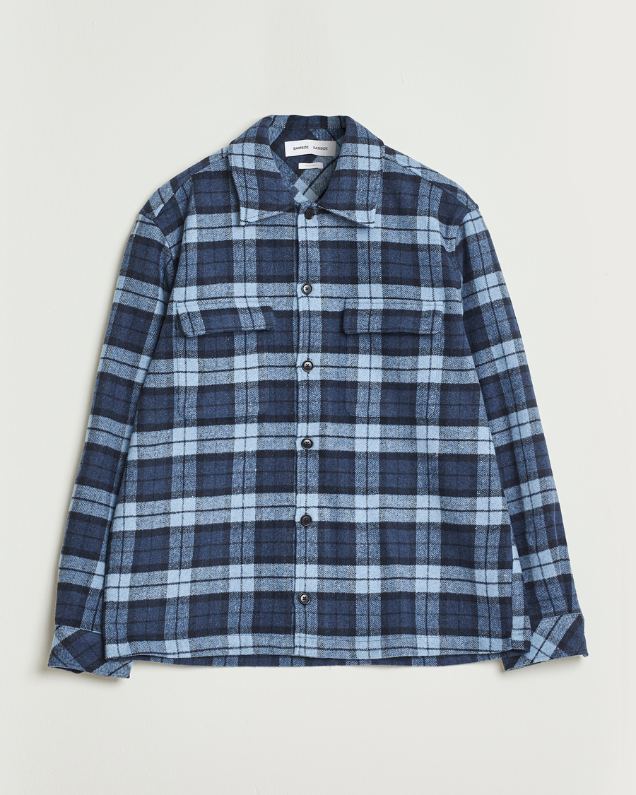 Homme | Chemises | Samsøe Samsøe | Castor Checked Overshirt Stellar Blue