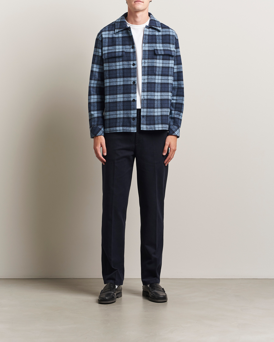 Homme | Chemises | Samsøe Samsøe | Castor Checked Overshirt Stellar Blue
