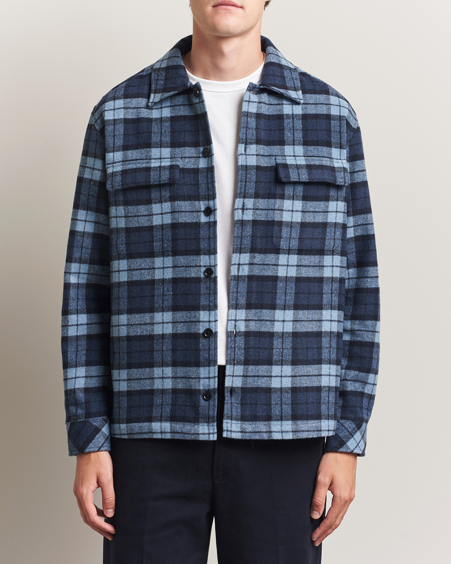 Homme | Chemises | Samsøe Samsøe | Castor Checked Overshirt Stellar Blue