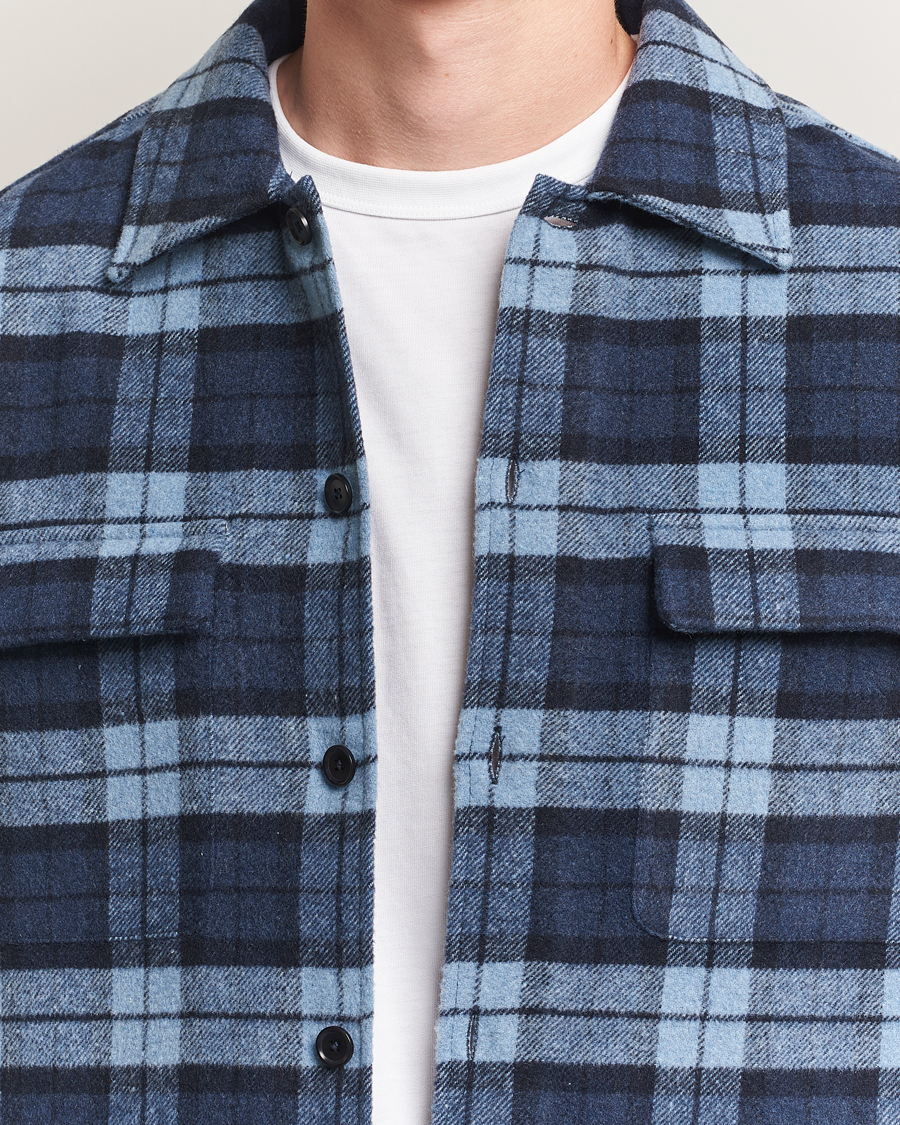 Homme | Chemises | Samsøe Samsøe | Castor Checked Overshirt Stellar Blue
