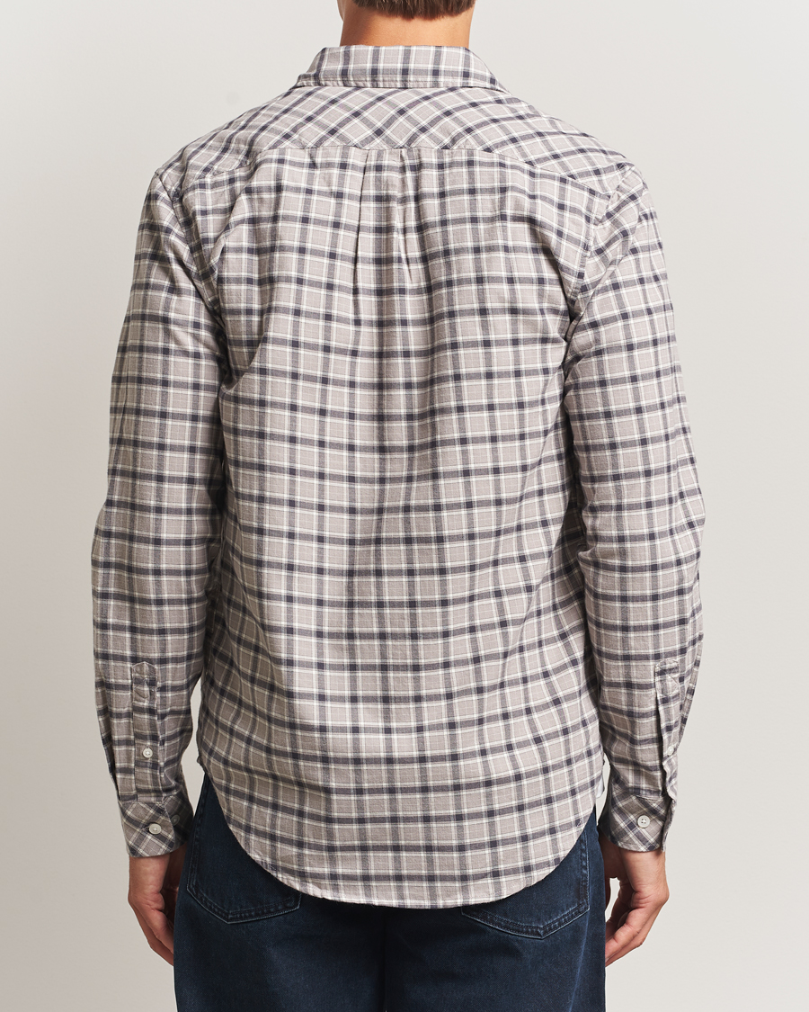 Homme | Chemises | Samsøe Samsøe | Liam Brushed Cotton Checked Shirt Elephant Skin