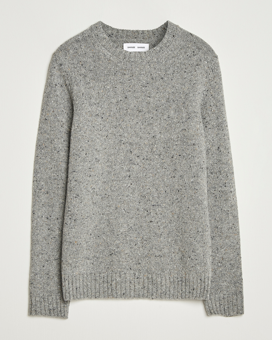 Homme | Pulls Et Tricots | Samsøe Samsøe | Nataniel Donegal Knitted Crew Neck Grey Melange