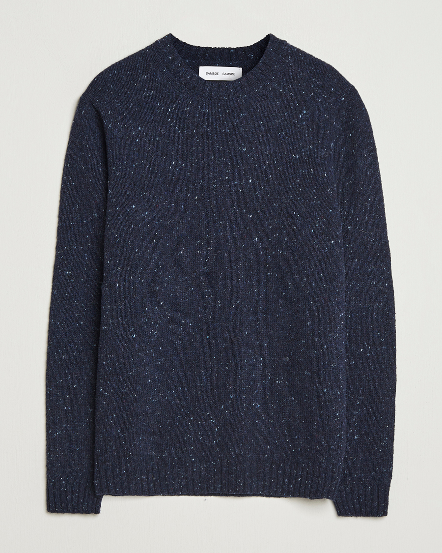 Homme | Pulls Et Tricots | Samsøe Samsøe | Nataniel Donegal Knitted Crew Neck Salute Navy