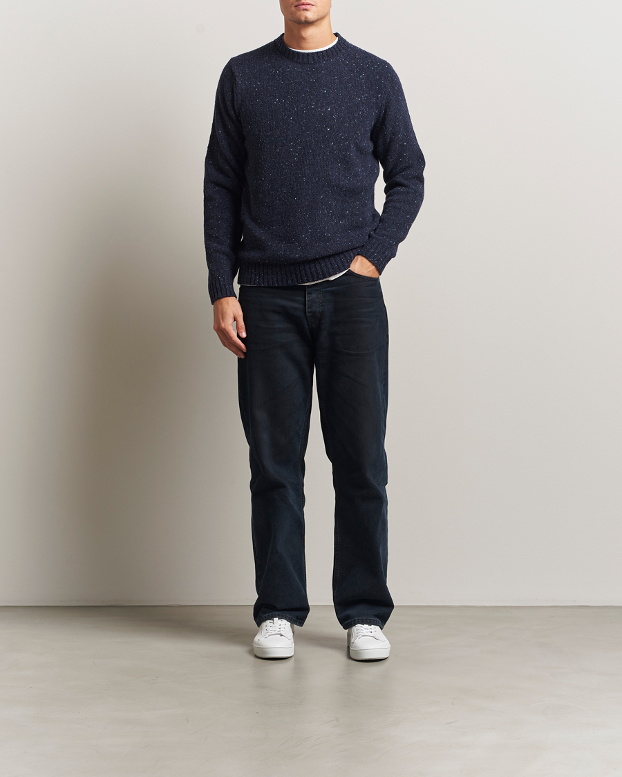 Homme | Pulls Et Tricots | Samsøe Samsøe | Nataniel Donegal Knitted Crew Neck Salute Navy