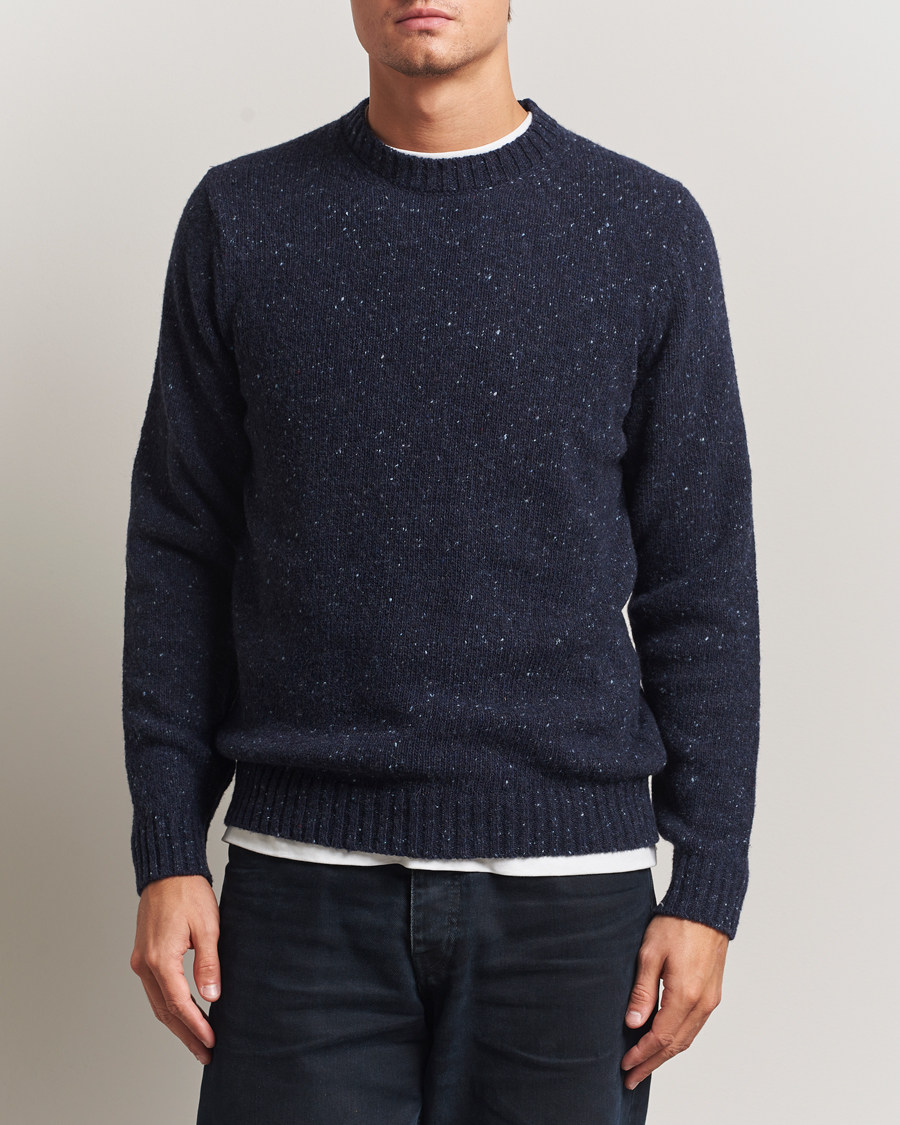 Homme | Pulls Et Tricots | Samsøe Samsøe | Nataniel Donegal Knitted Crew Neck Salute Navy