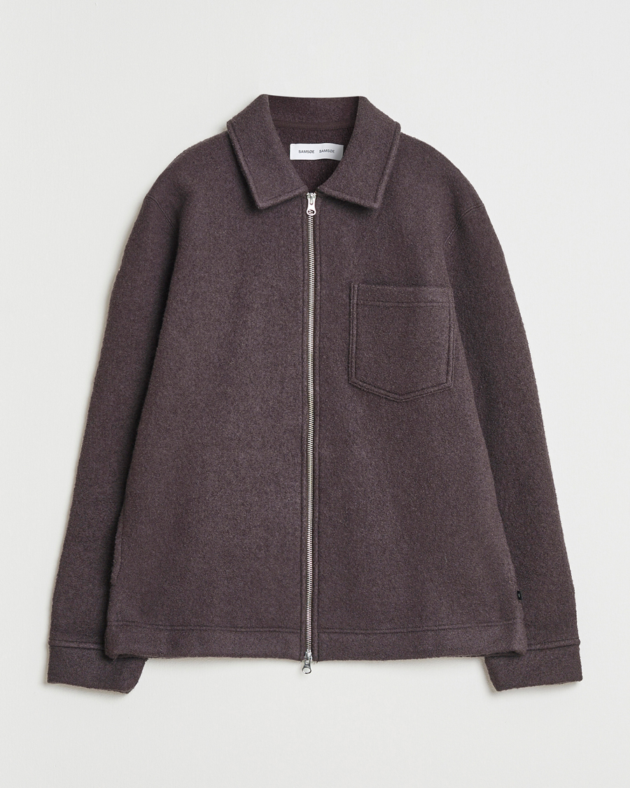 Homme | Pulls Et Tricots | Samsøe Samsøe | Hannes Boiled Wool Full Zip Turkish Coffee