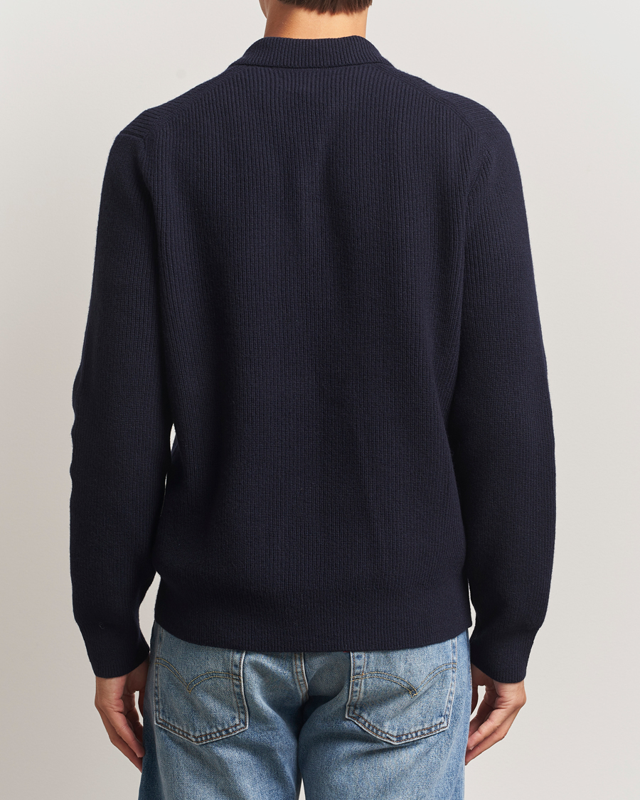 Homme | Pulls Et Tricots | Samsøe Samsøe | Isak Knitted Half Zip Polo Salute Navy