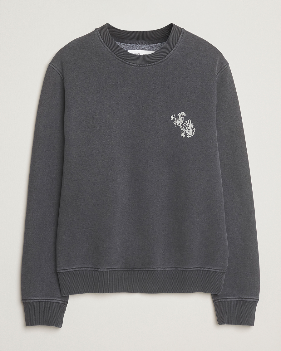 Homme | Pulls Et Tricots | Samsøe Samsøe | Phil Printed Crew Neck Sweatshirt Washed Black